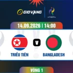 Soi kèo nữ Triều Tiên vs nữ Bangladesh 14h00 ngày 14/9/2026 – ASIAD 2026